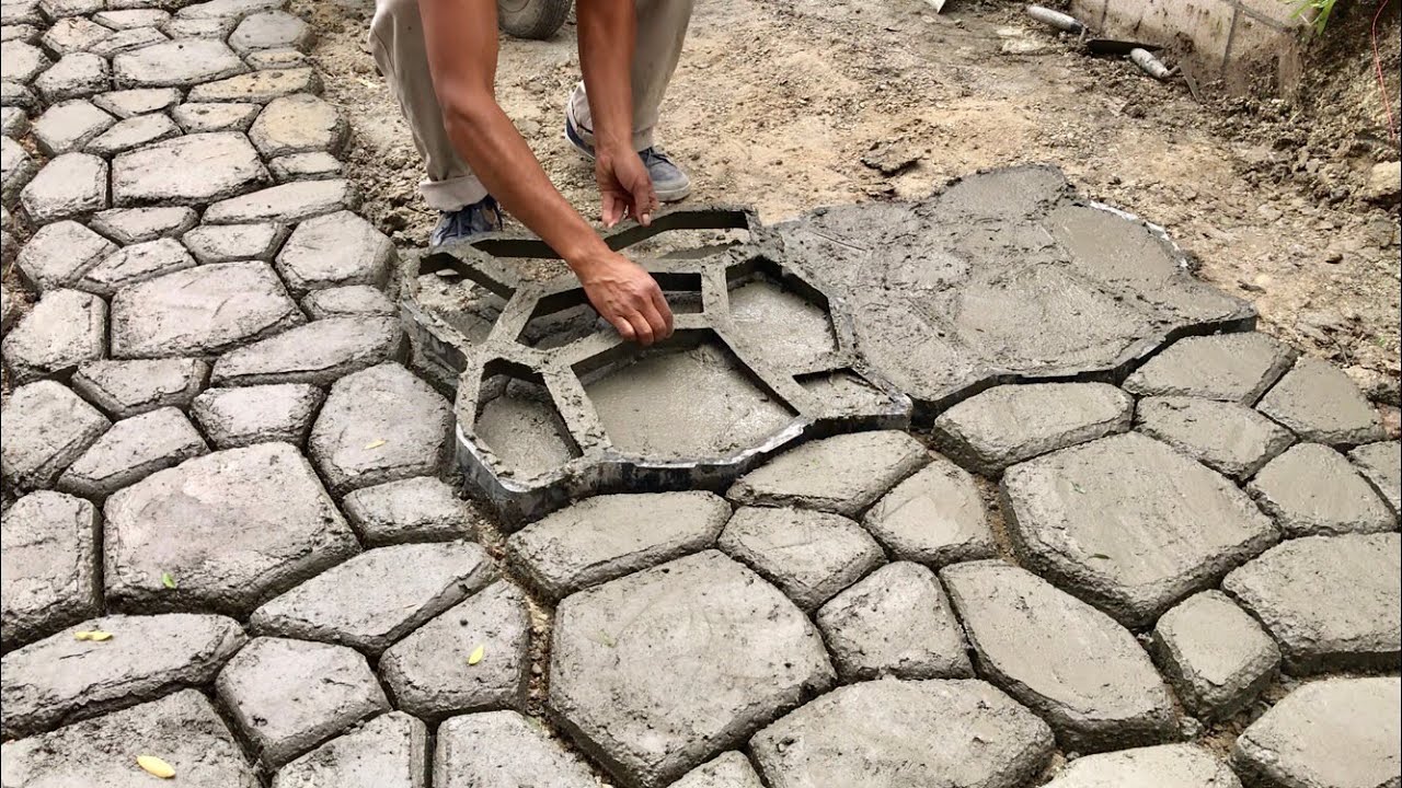 como hacer PATIOS con ESTAMPADO ADOQUINES / HOW TO MAKE PATIO PAVERS WITH STENCILS