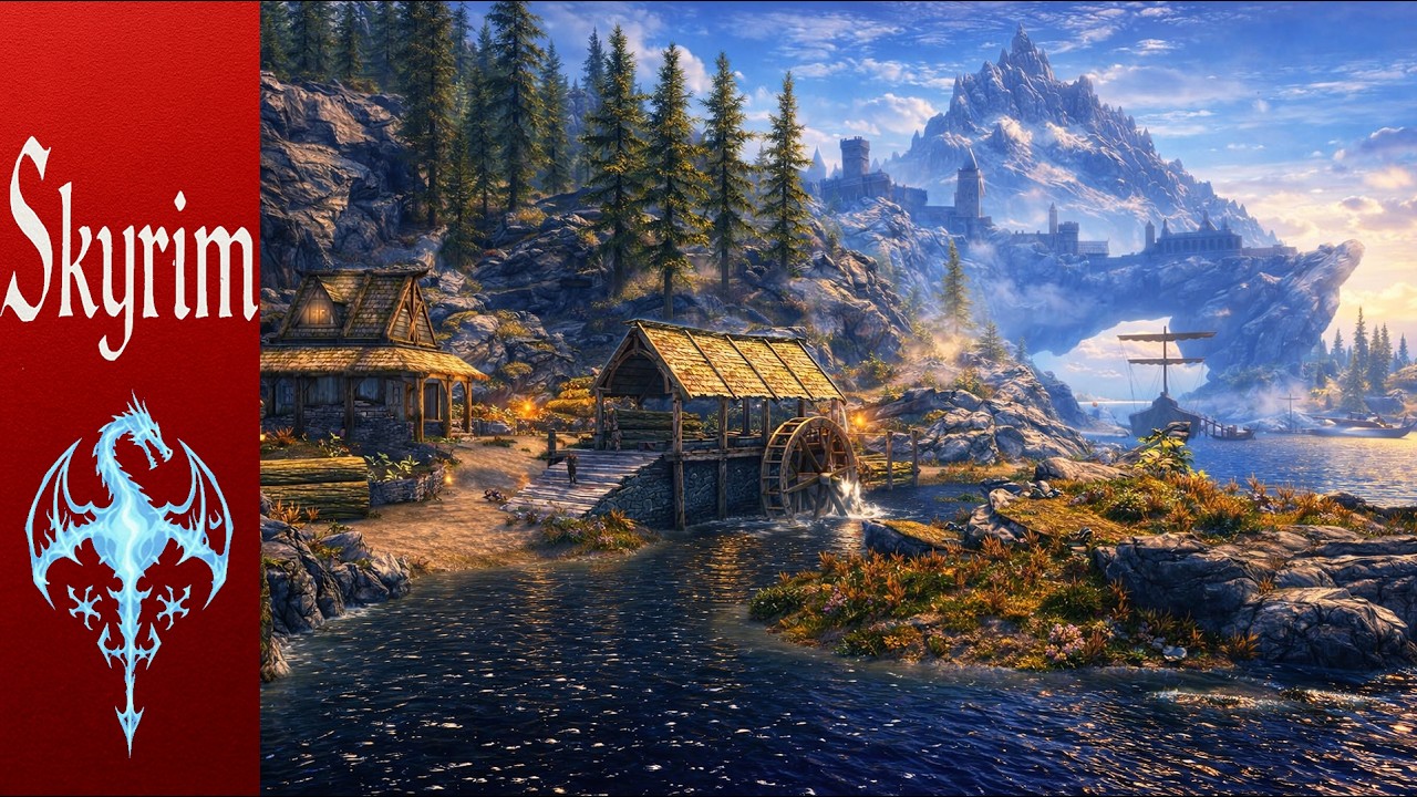 Relaxing Skyrim Ambience | Solitude ASMR | Stress Relief & Study Sounds