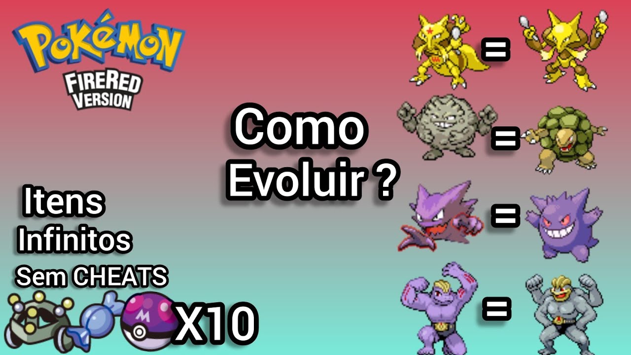 Como evoluir o kadabra/graveler/Haunter/machoke e multiplicar os itens no Pokémon Fire Red