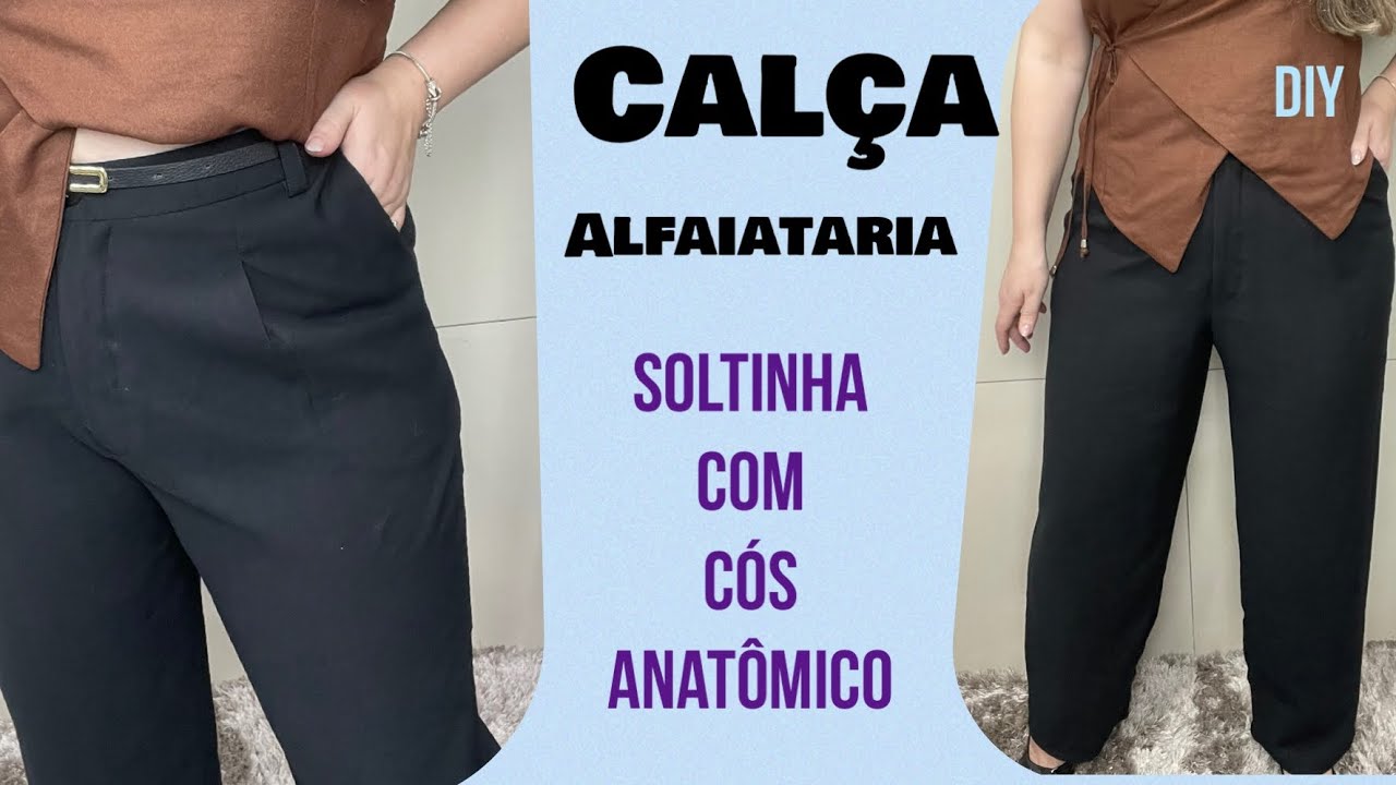 CALÇA DE ALFAIATARIA SOLTINHA ,passo a passo do corte e costura #costurando #modafeminina