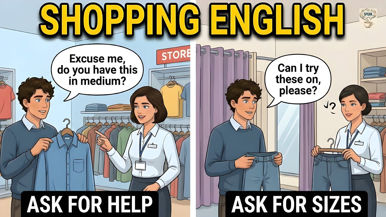 Shopping in English: How to Ask for Help & Sizes | Real English Conversation