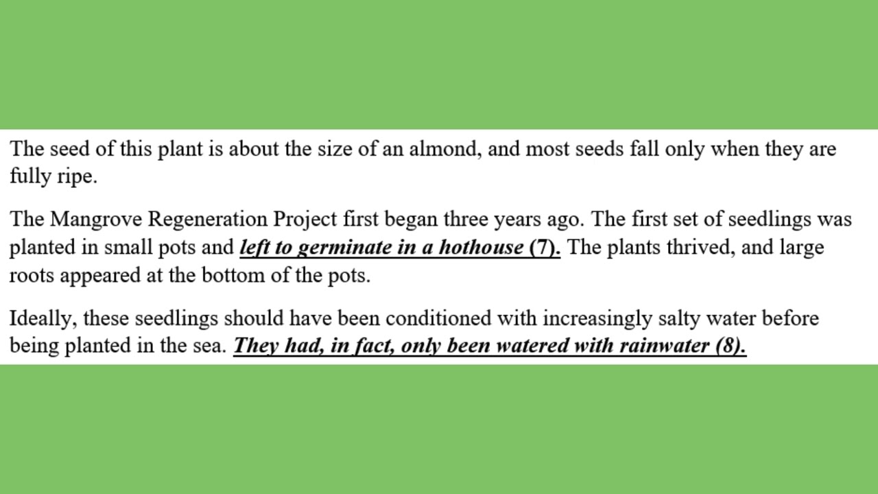 IELTS LISTENING PART 4 The Mangrove Regeneration Project