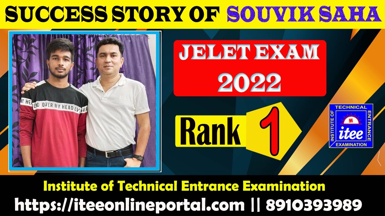 SUCCESS STORY OF  SOUVIK SAHA || JELET EXAM 2022 || RANK &ndash; 1 #jelet_2022#jeletexam #jeletsuccess