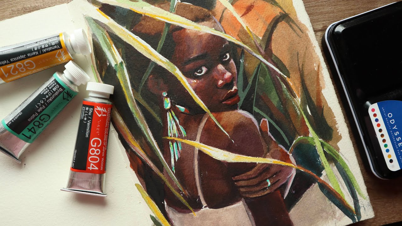 Chatty paint with me | watercolor / gouache portrait painting