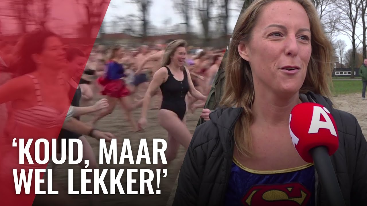 Historisch warme nieuwjaarsduik in Sloterplas