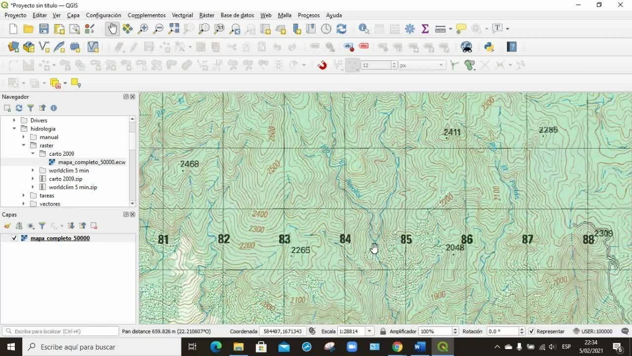 Delimitación de una cuenca manual en QGIS coordenadas GTM