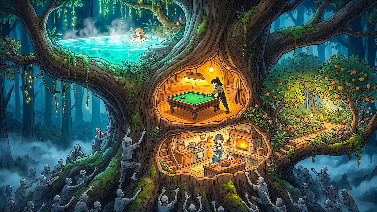 A Foggy Night in the Spirit Tree Cooking Above the Horde  Ghibli Style Video