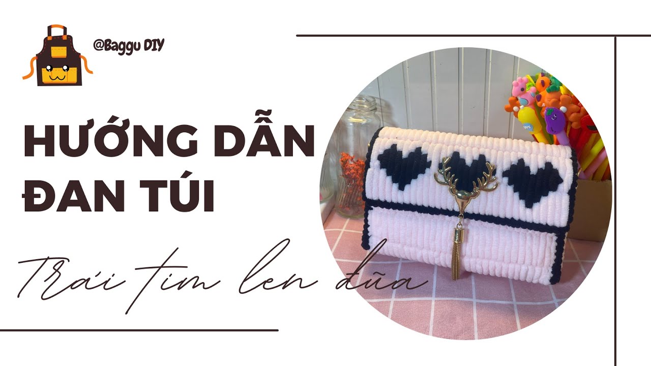 Hướng Dẫn Đan Túi Trái Tim Len Đũa | Túi tự đan Baggu DIY #shorts