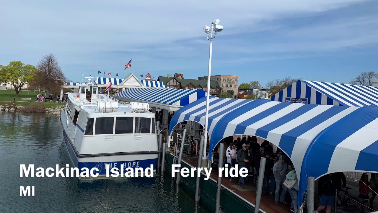 Mackinac Island ferry ride under the bridge 2019