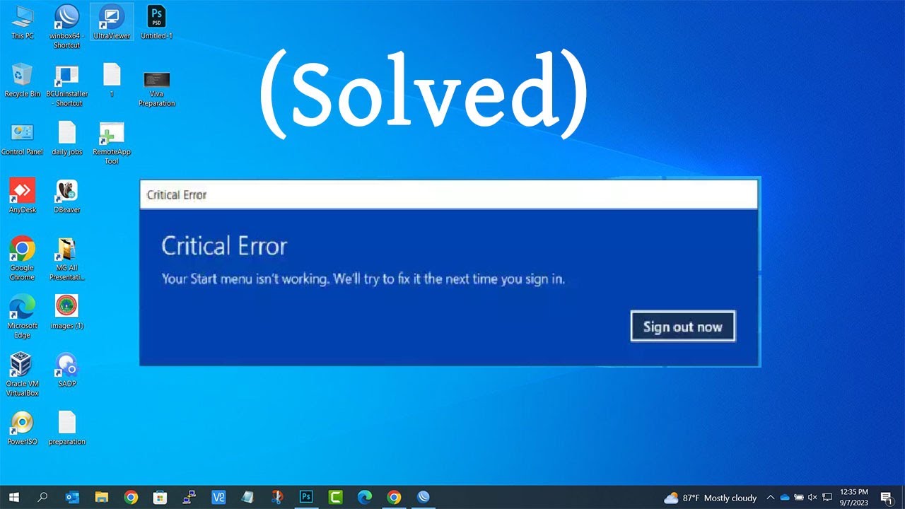 (Solved) - Critical Error Your Start Menu Isn't Working in Windows 10/11