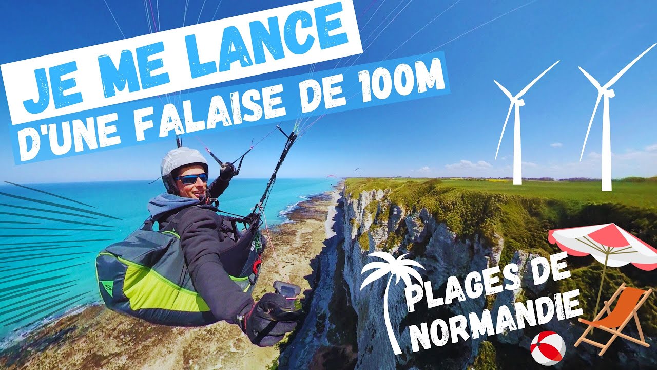 Je me lance d'une falaise de 100m 🪂 (Plages de Normandie 🏖️ et éoliennes)