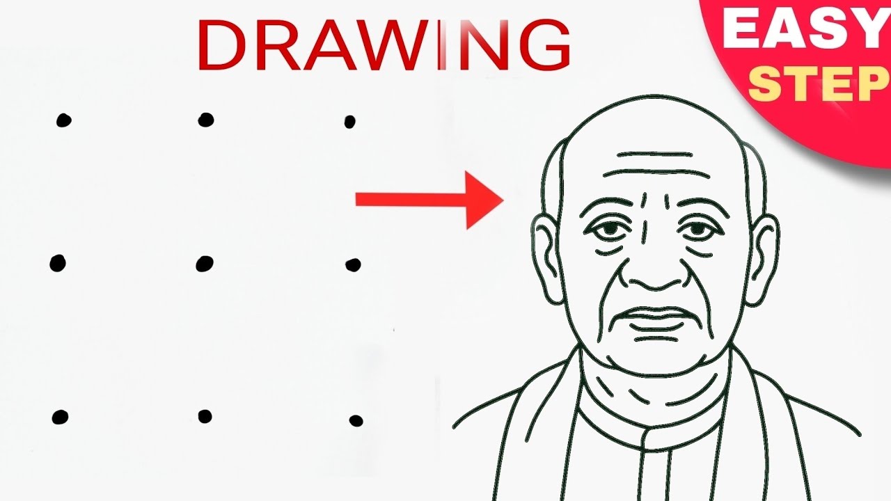 How to draw Sardar Vallabhbhai Patel Drawing || Easy Drawing