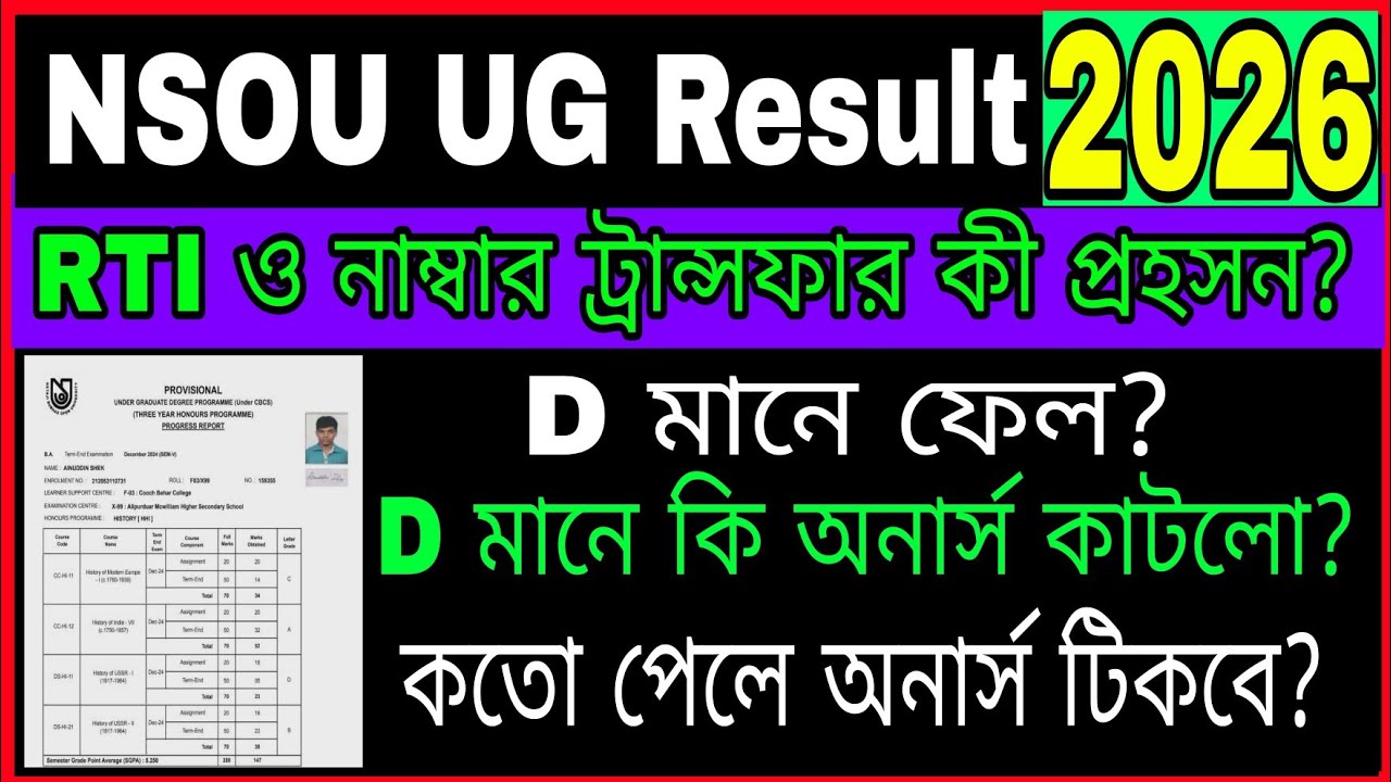 Does a 'D' Mean Fail? Are RTI and Number Transfer a Farce? // Netaji Subhash Open University UG R...
