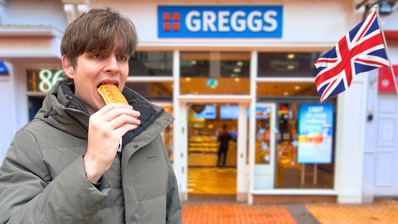 AMERICAN tries GREGGS in ENGLAND!!!