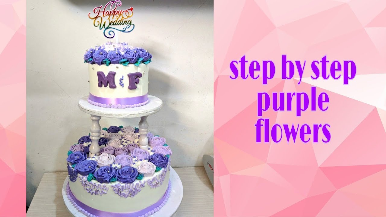 how to decorate a wedding cake purple