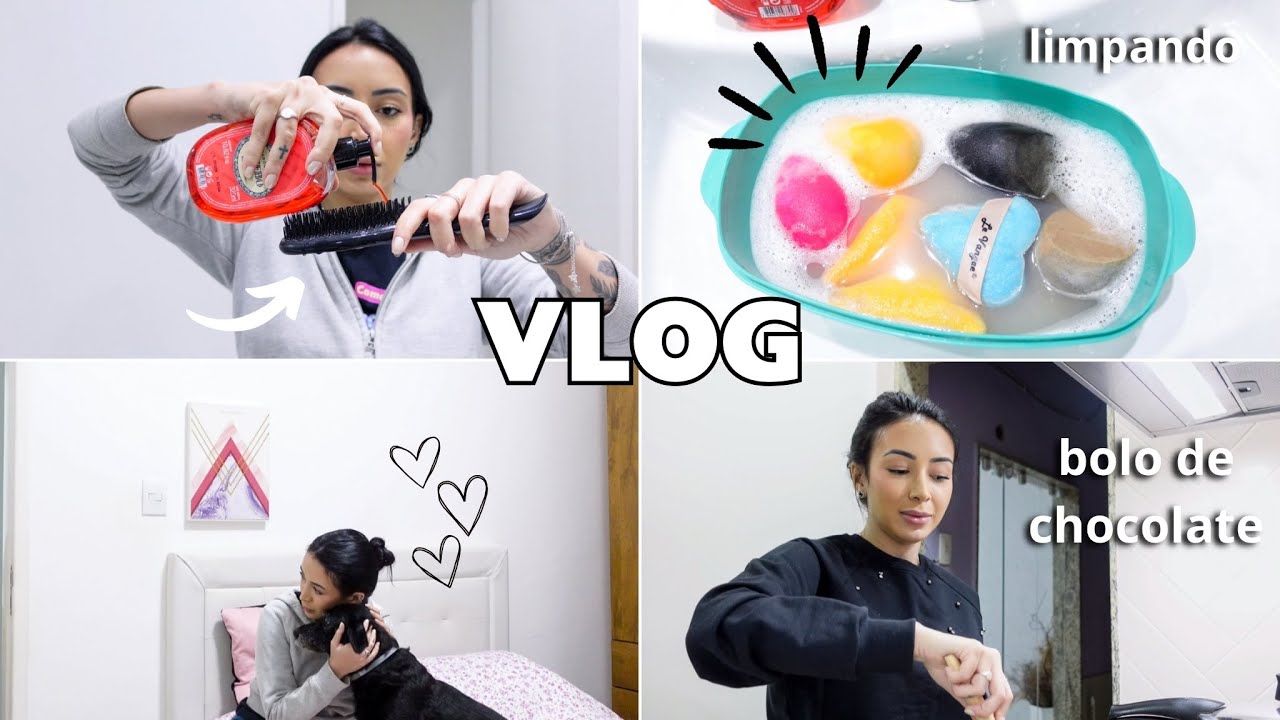 BOLO DE CHOCOLATE, LAVANDO MINHAS ESCOVAS E ESPONJAS E RISADAS - vlog