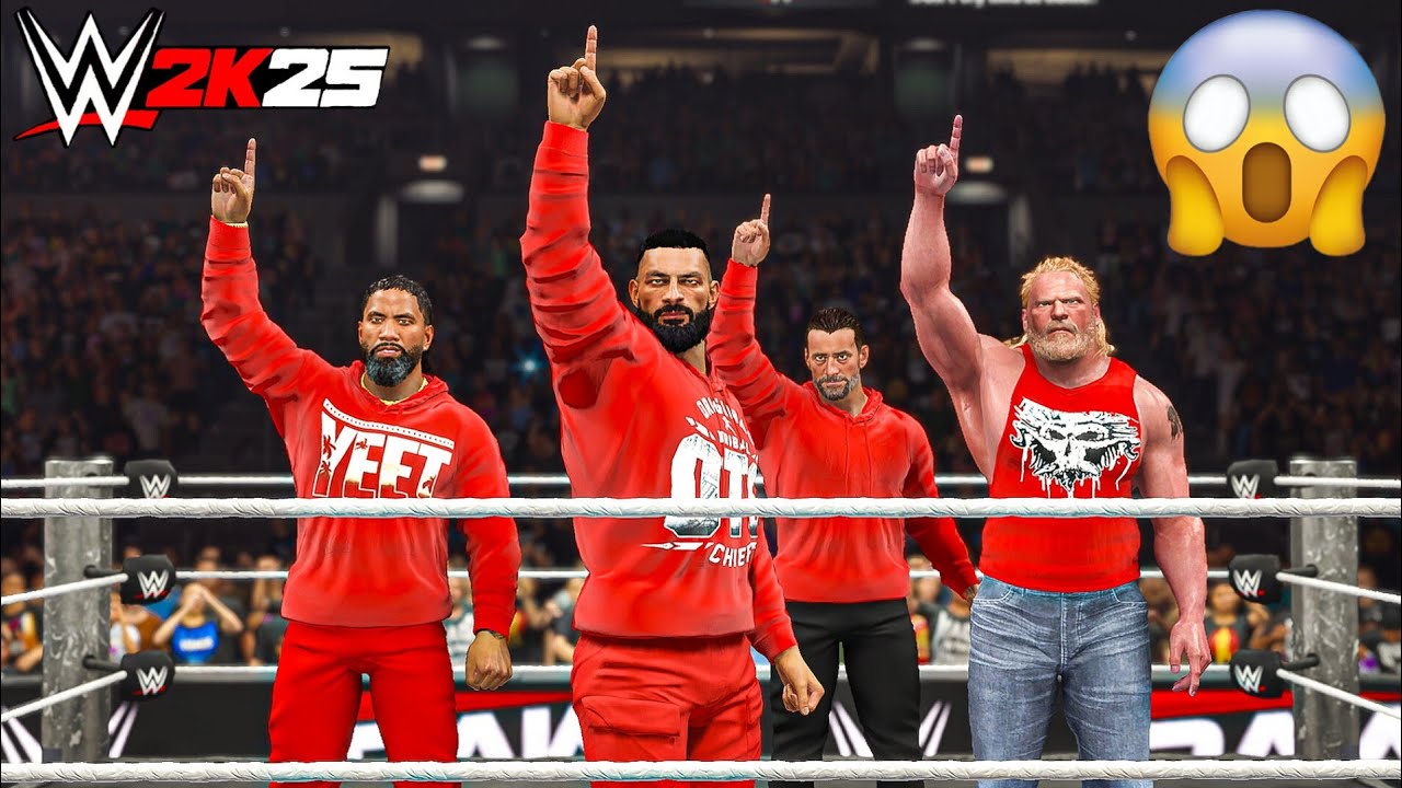 The OG Bloodline CM Punk and Brock Lesnar Destroys Seth Rollins Team at Monday Night Raw - WWE 2K25
