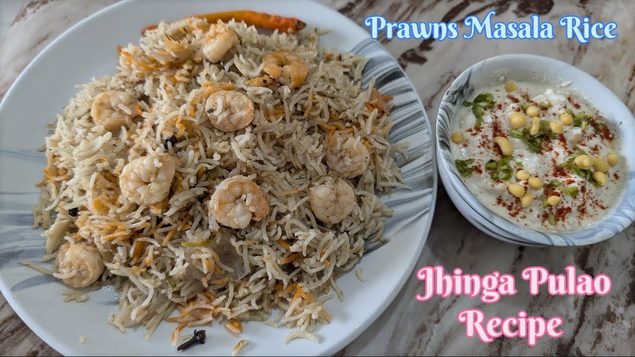 White Jhinga Pulao | easy and quick prawns Recipe| Prawns Masala Rice Recipe | Ruby khan channel