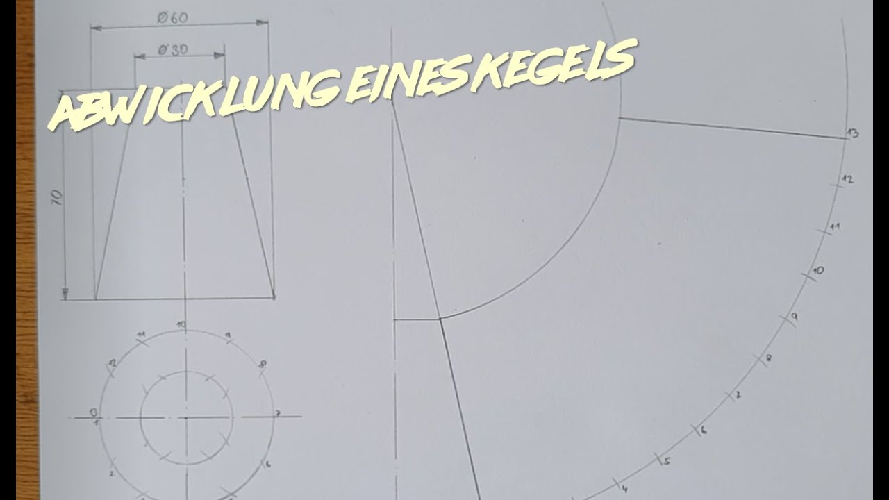 zeichnerische Abwicklung eines Kegels