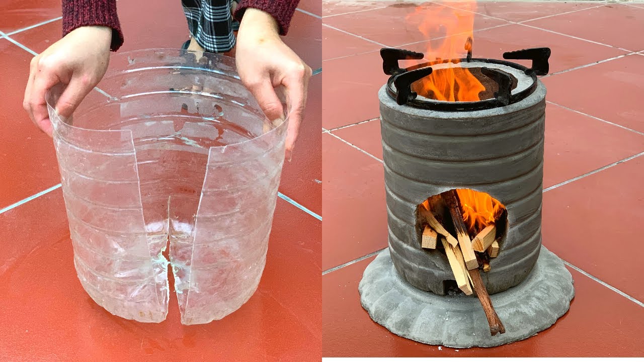 Take Advantage Of Old Plastic Bottles To Make Cement Stoves - Crafts With Cement