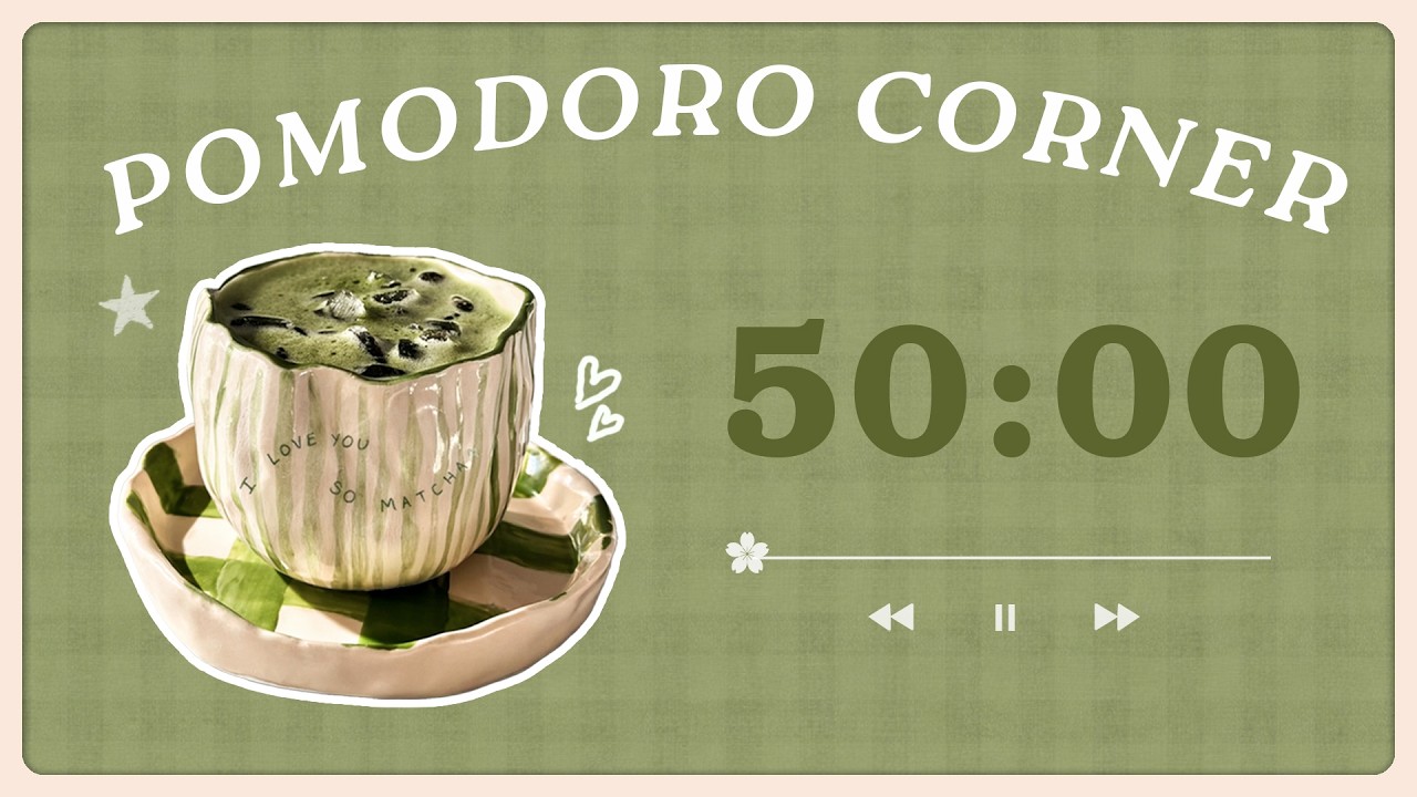 Matcha Latte🌼3-hour study with me 50/10 pomodoro | focus playlist◦ study with me◦ adhd 🎧