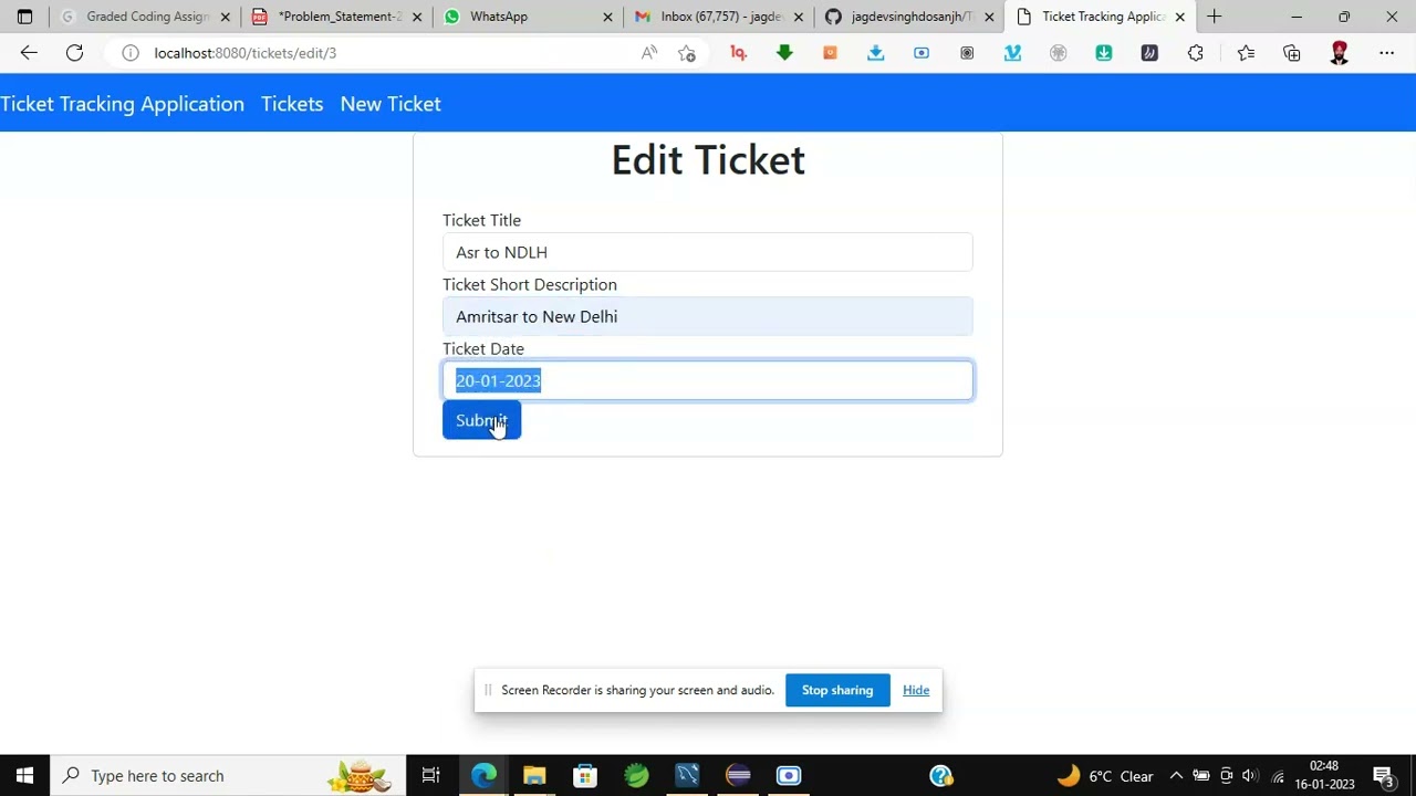 Ticket Tracking Application