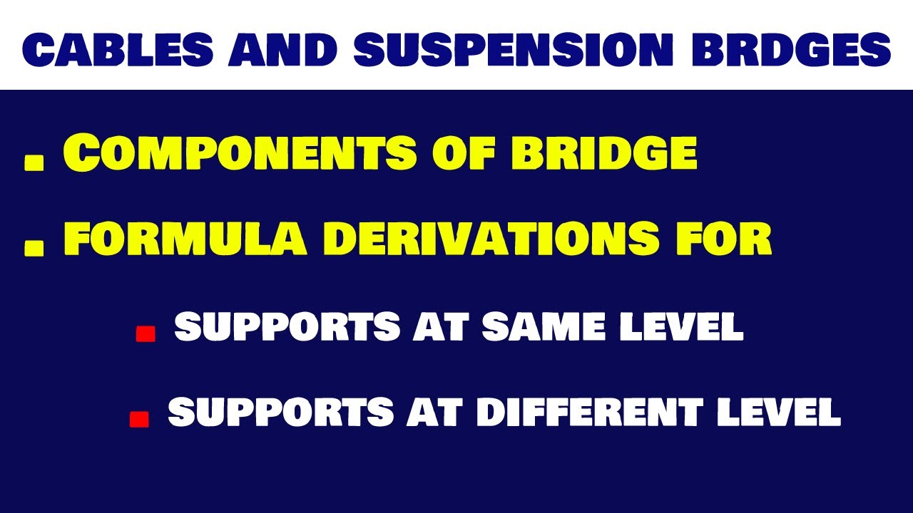 Introduction And Formulae in Cables | Cables And Suspension Bridges | By Abhishek Civil Tech