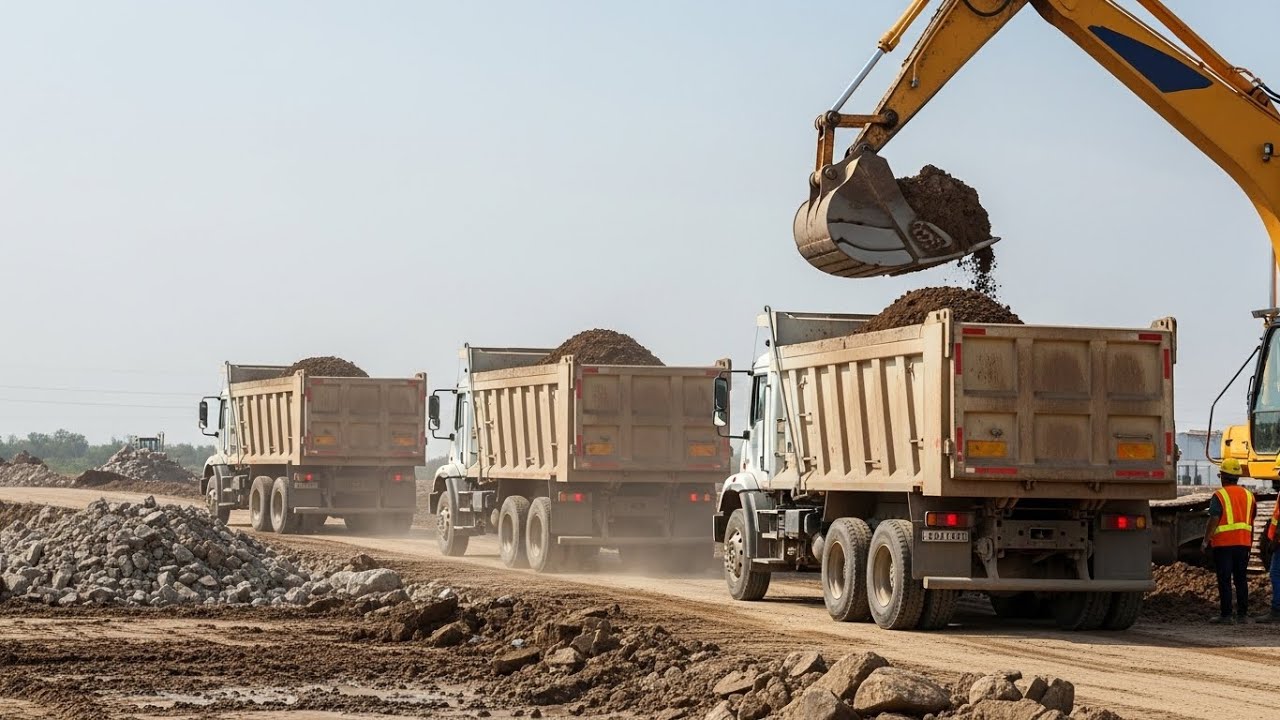 Earthmoving trucks and earthmoving trucks