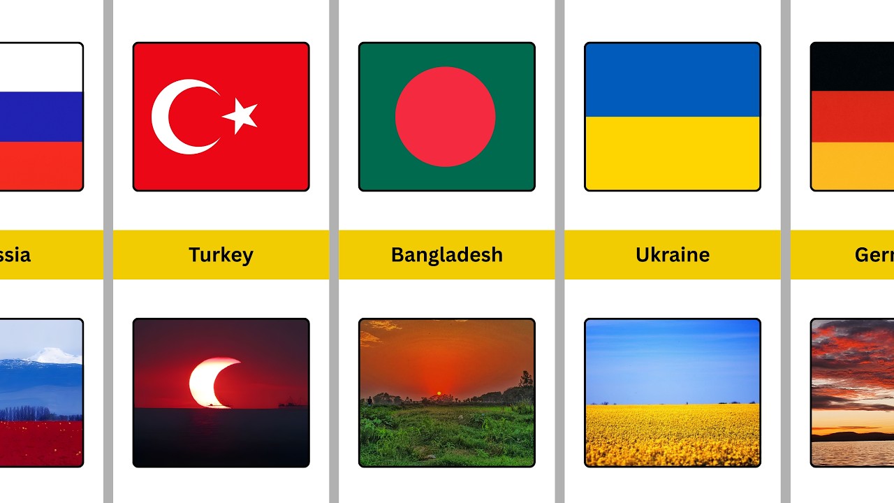 Countries Flags In Nature Different Country