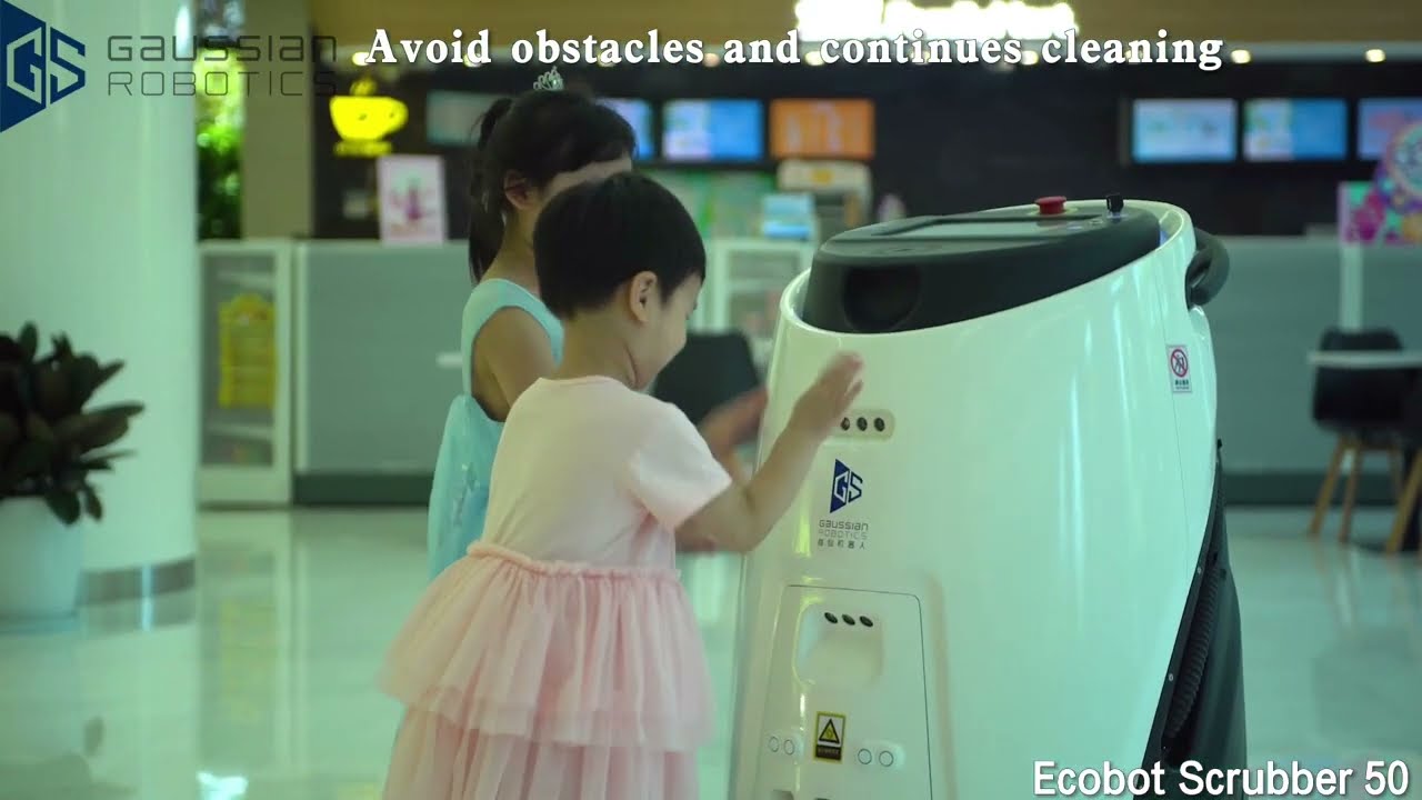 Scrubber 50 | Gausium Robotic Floor Scrubber Display Video Including Dust Push