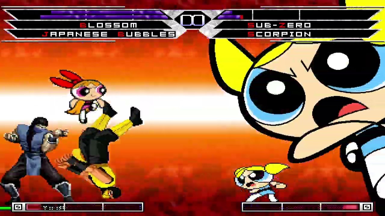 KOF MUGEN Tag Team Blossom Omegaphysho & JP bubbles vs Sub zero & scorpion