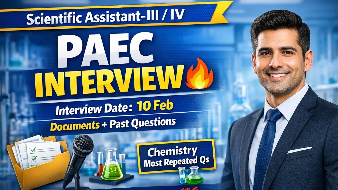 PAEC Interview 10 Feb Scientific Assistant-III/IVDocuments, Past Questions Chemistry Most Repeated