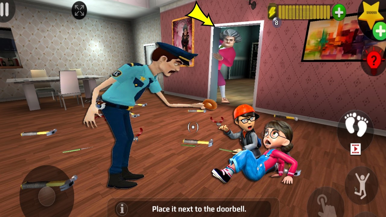 Scary Teacher 3D - New updater - troll Miss T fell face down so fun part 5587  #scaryteacher3d