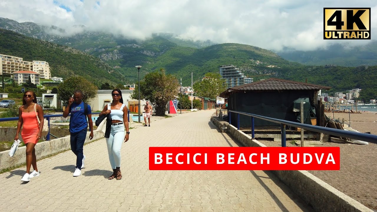 🌴Becici Beach🏖️Walking Tour🌞Montenegro🇲🇪2024📷4K60