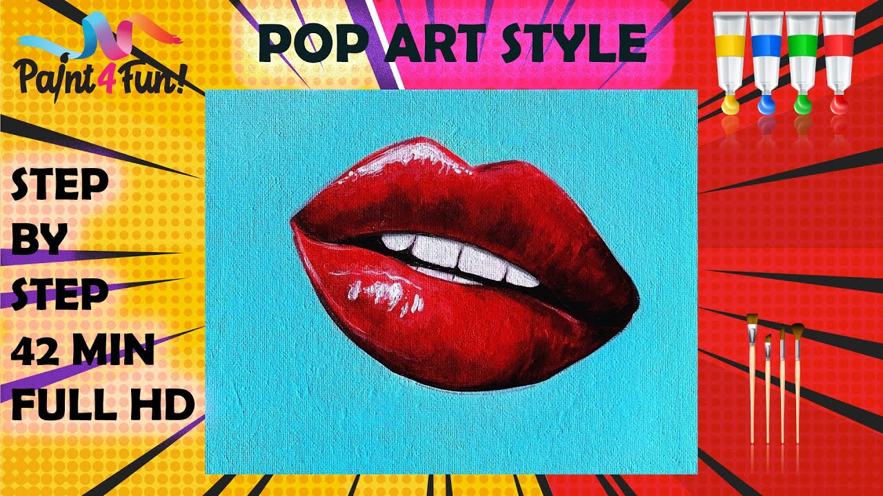 How to paint Pop art style lips | Using acrylic paints