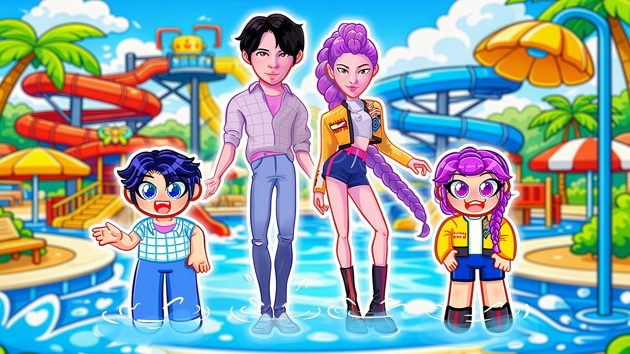 We Start Our Own REALISTIC KPOP FAMILY at the WATERPARK in Roblox! 😱💦👨‍👩‍👧‍👦 | Kpop Demon Hunters