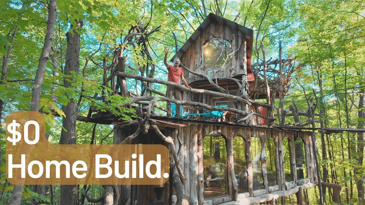 Man Builds Free House From Recycled Junk, Scrap Wood, and Tree Branches