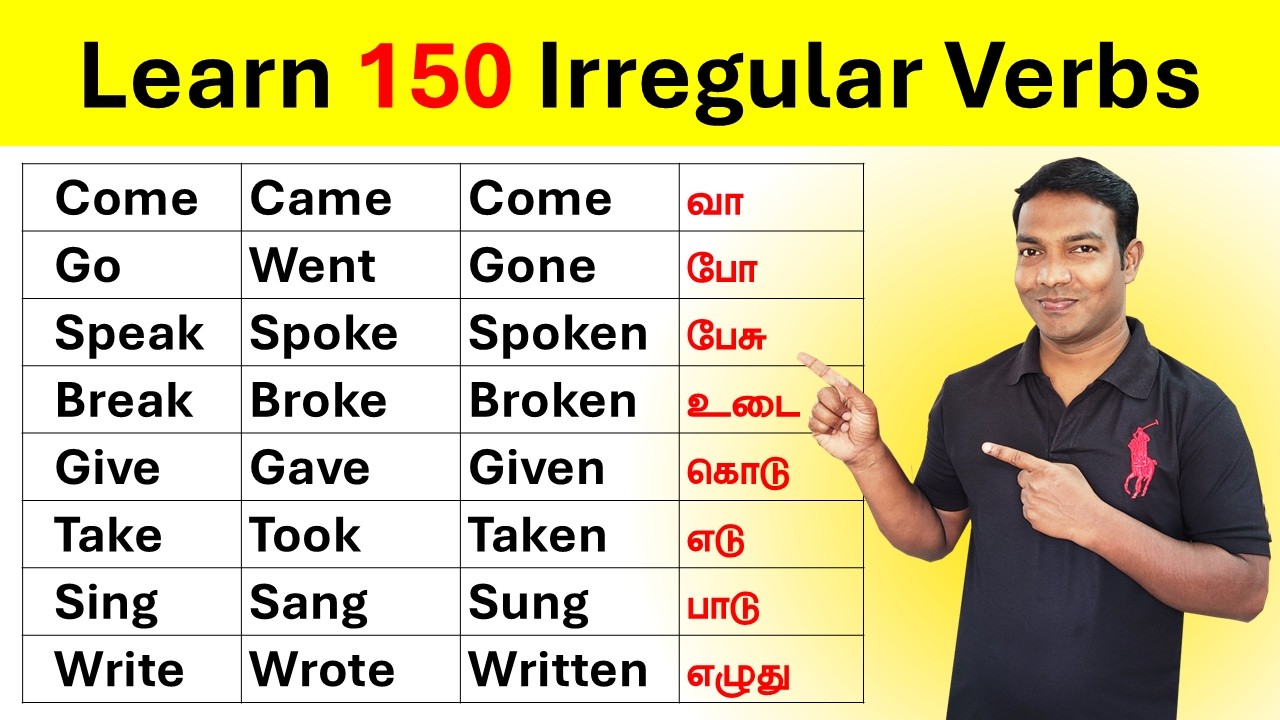 Learn 150+ Irregular Verbs with Tamil Meanings | English Vocabulary Words in Tamil | Spoken English