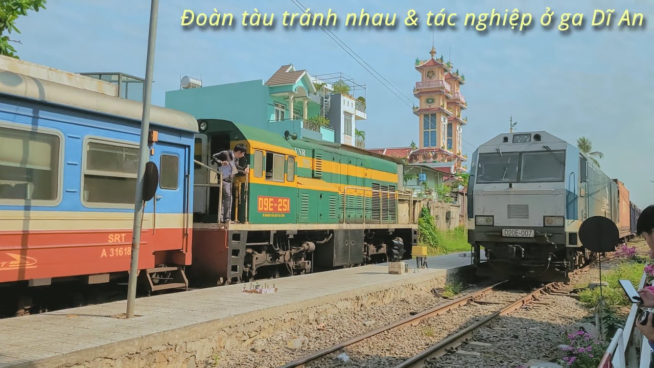 TỔNG HỢP TÀU HỎA DỪNG TRÁNH NHAU VÀ VÀO DỪNG TÁC NGHIỆP Ở GA DĨ AN