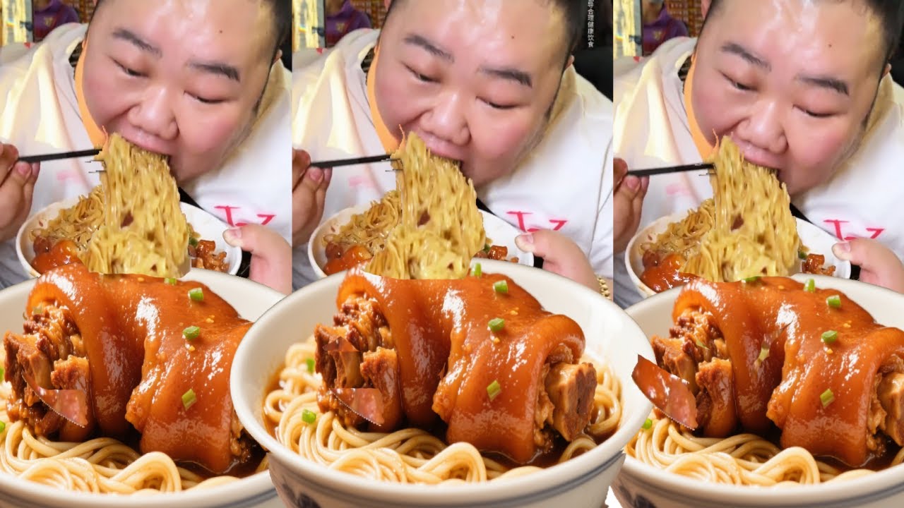 【大胃王挑戰】 挑戰花180元吃廣州豬腳麵！咬下去軟糯Q彈入口即化，麵條大口嗦著吃超滿足｜Food Challenge【櫻木花胖】