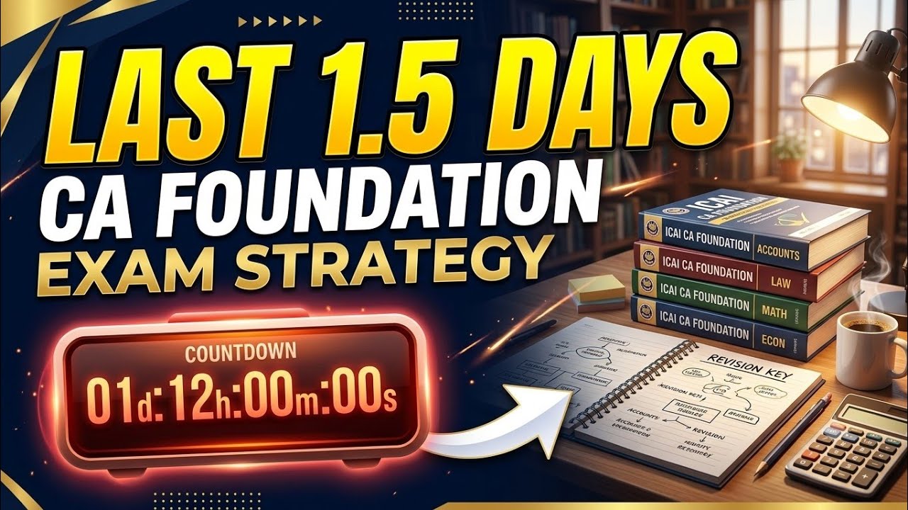 The Ultimate 1.5 Days Strategy for CA Foundation 🎯 (Paper-by-Paper Battle Plan)|Best strategy🔥