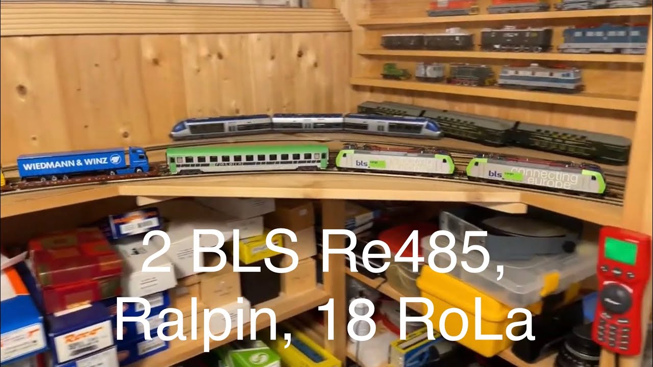 RoLa BLS Re 485, 18 HUPAC/DB tracks carriers and 1 RALpin coach