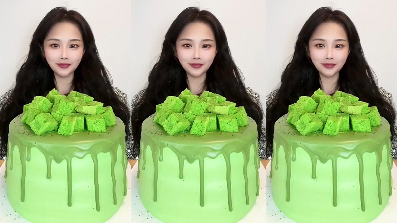 Asmr🍰Eating Matcha Colorful Cake🍰 (Soft And Waxy Sound) 크림丨먹방丨Mukbang丨Satisfying丨Eatingshow