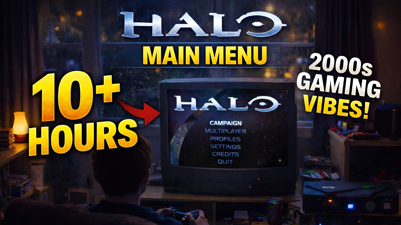 It is 2001 and Halo’s Main Menu is Looping for 10+ HOURS | Rain and Thunder