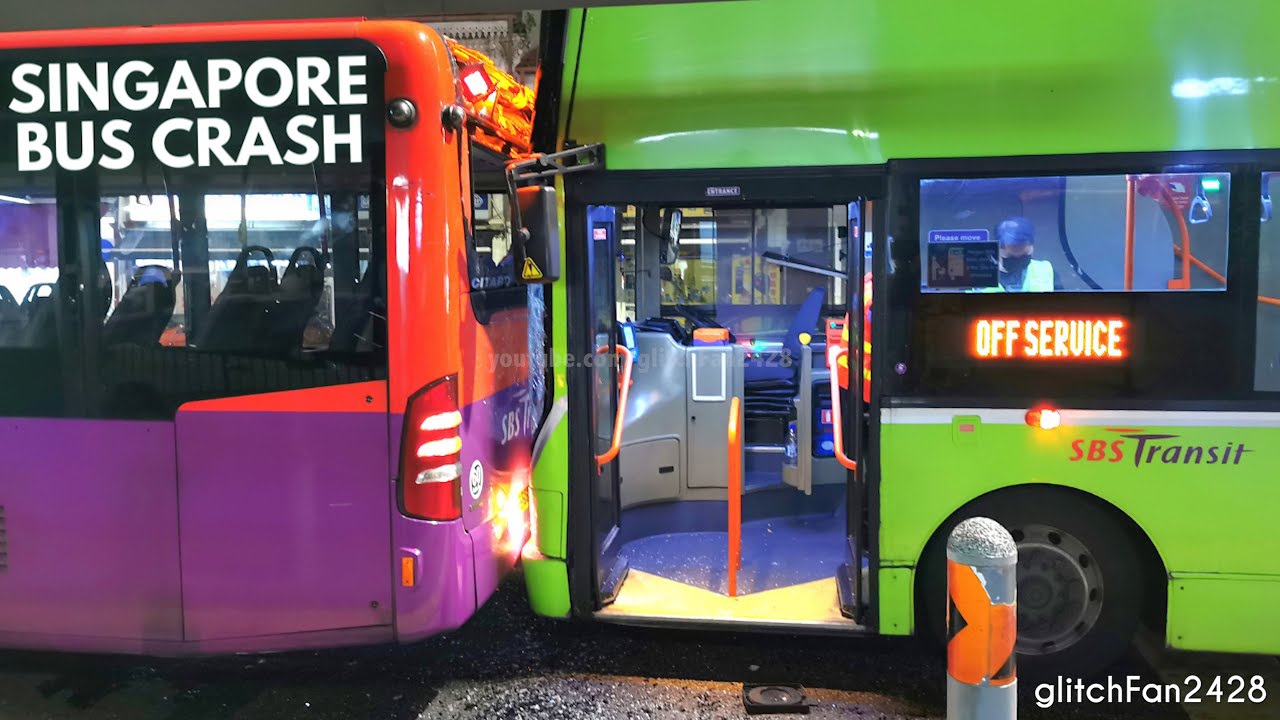 Double decker bus crashes into single decker, aftermath & towing away