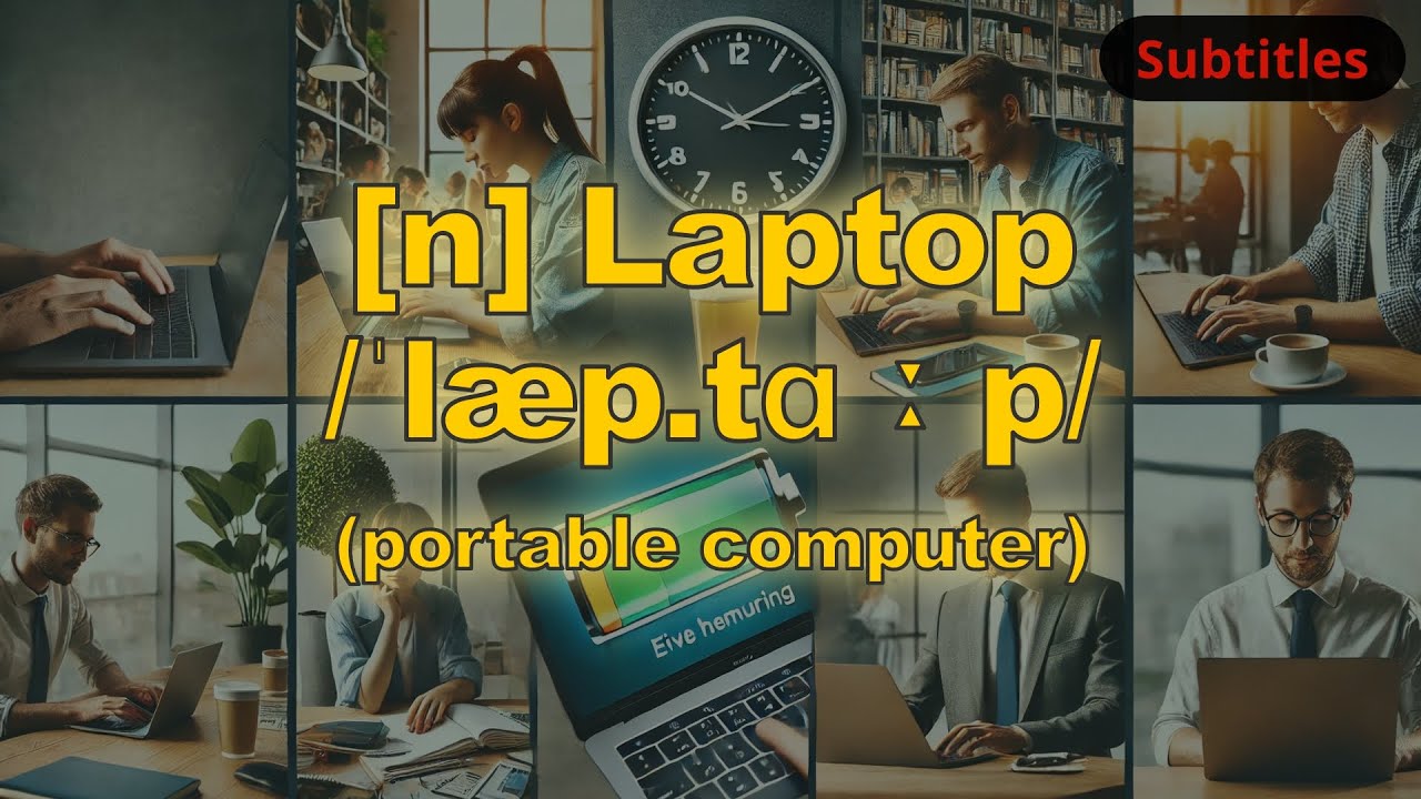 [n] Laptop meaning (portable computer) with 5 examples