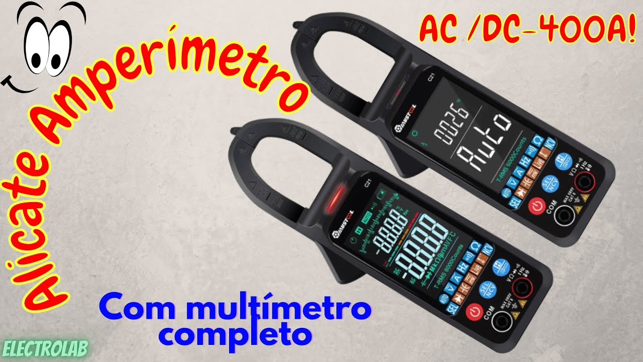 Alicate Amperímetro Mustool C21 - AC e DC! Baixo custo! 400A True RMS, c/ multímetro completo!