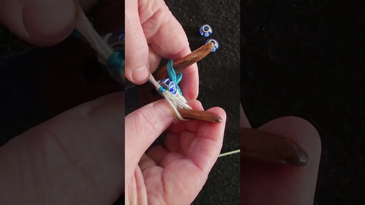 How to add #beads to my #lucet #bracelet , also includes an example of my buttonhole braid in use