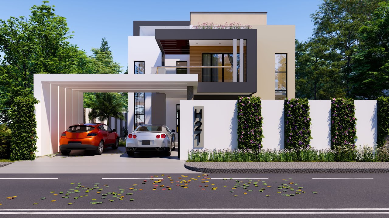 4-bedroom 2 Storey Modern House-Exterior Design- Plot size:15m x 30m