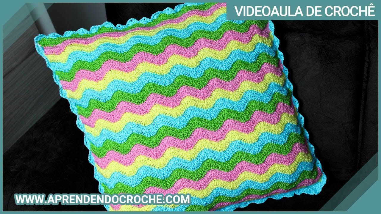 Capa de Almofada em Crochê Chevron - Aprendendo Crochê